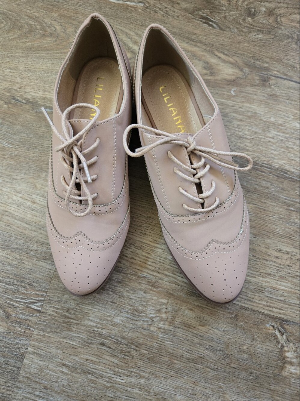 Liliana Pastel Pink Brogue Wingtip Flat Oxfords